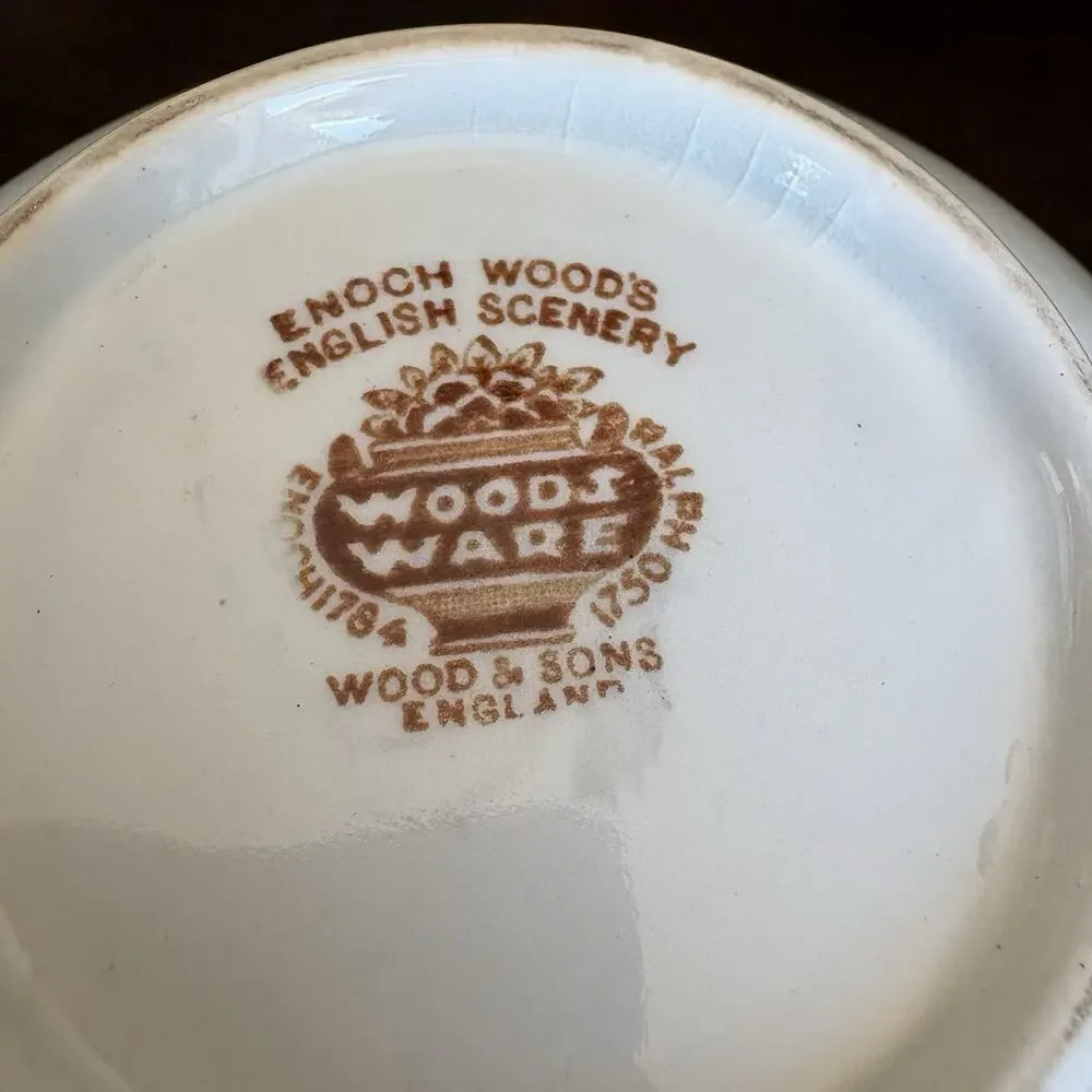 Vintage Woods Ware Enoch Woods English Scenery Teapot Brown Transferware England